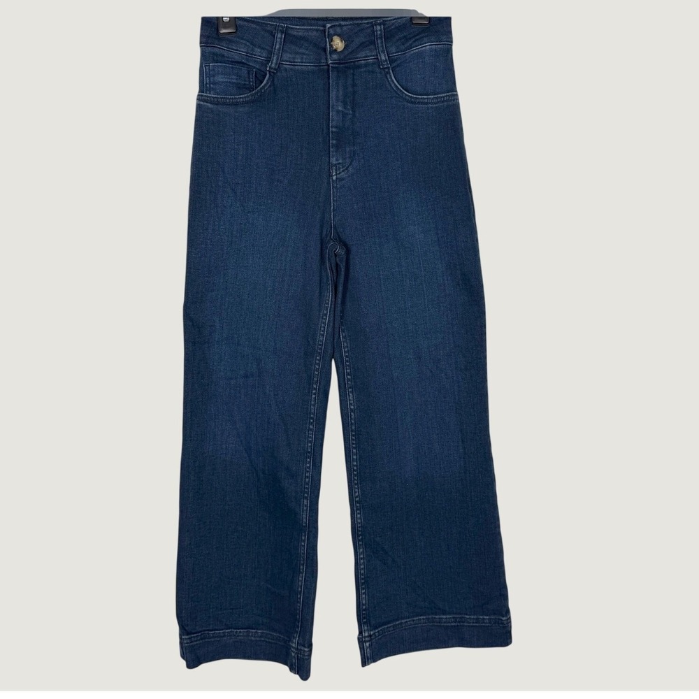 Pilcro Anthropologie The Skipper Wide Leg Jeans Indigo Blue High Rise Size 27 - Picture 2 of 7